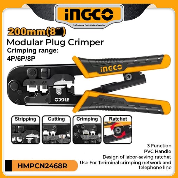 INGCO Modular Plug Crimper – Ratchet type