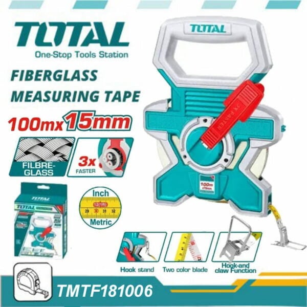 Total 100m Fiberglass Measuring Tape